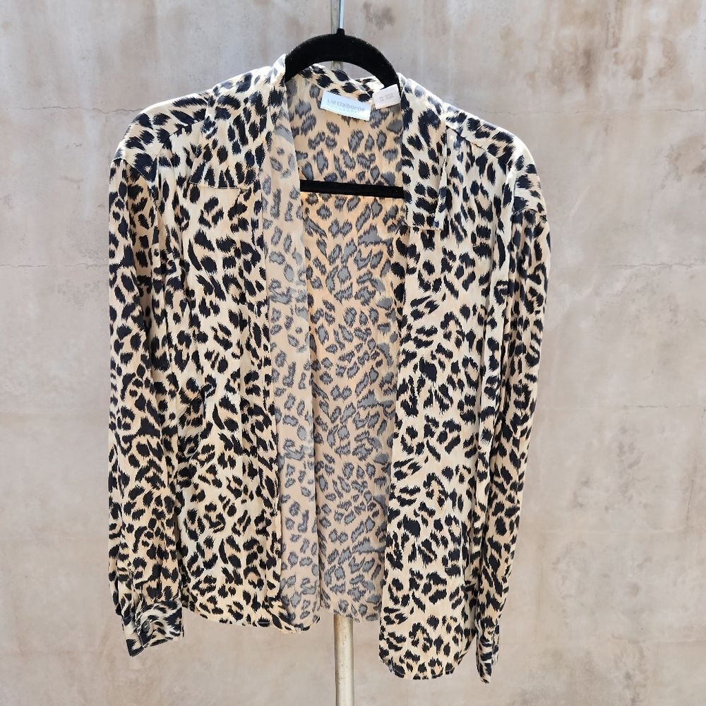 Liz claiborne vintage 90s leapord silk blouse